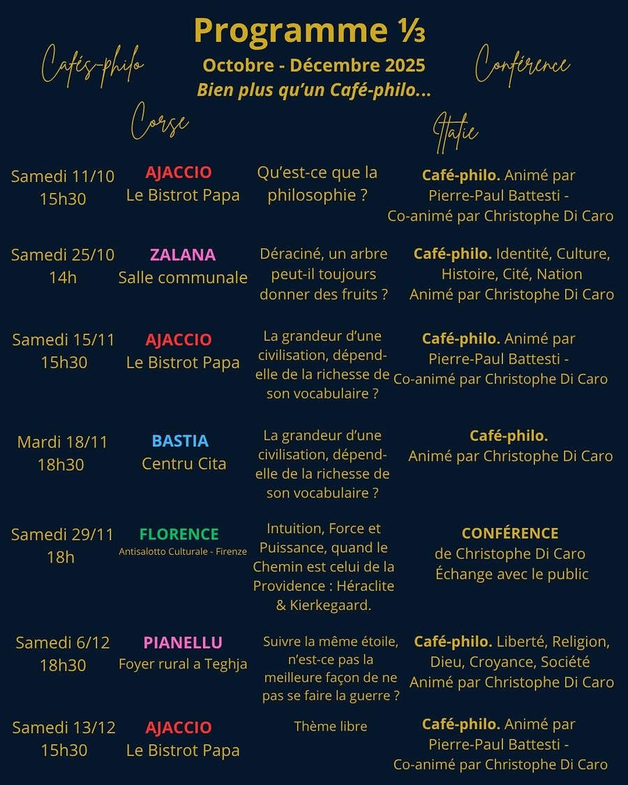 Café-Philo à Ajaccio : Thème libre avec Pierre-Paul Battesti et Christophe Di Caro