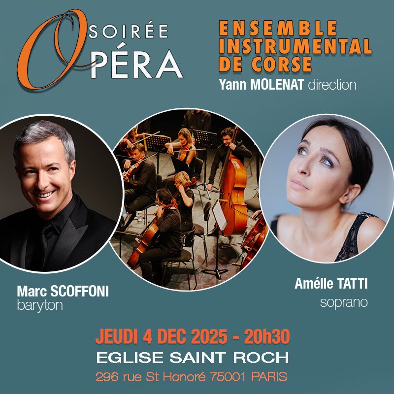 Soirée Opéra avec l'Ensemble Instrumental de Corse à l'Église Saint Roch