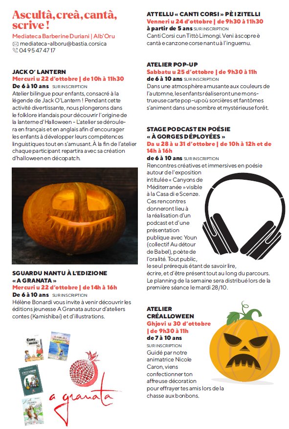 Atelier vacances : Créalloween à la Médiathèque Barberine Duriani
