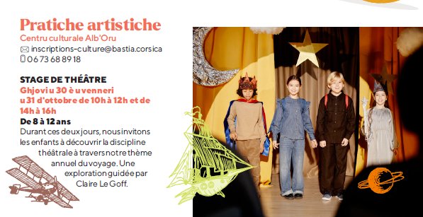 Stage de théâtre pour enfants avec Claire Le Goff - Centre Culturel Alb'Oru