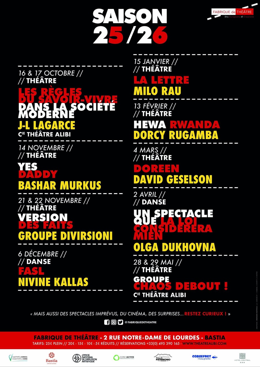 Théâtre : "La lettre" de Milo Rau - Fabrique de Théâtre à Bastia