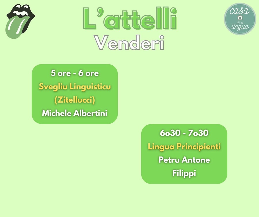 Les ateliers Praticalingua Corti du vendredi : Svegliu Linguisticu (Zitellucci) avec Michele Albertini et Lingua Principienti avec Petru Antone Filippi - Casa di a Lingua