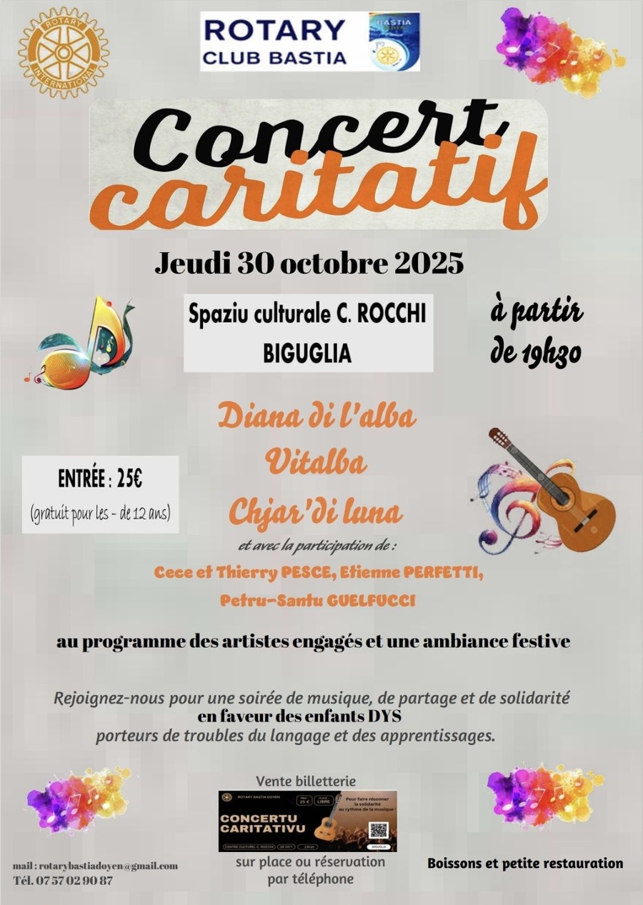 Concert caritatif pour les enfants DYS par le Rotary Club de Bastia