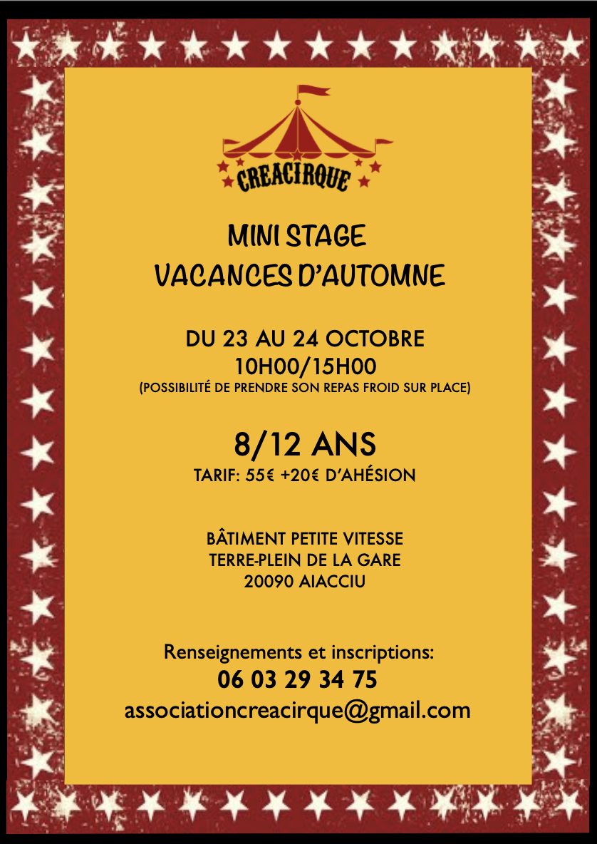 Mini stage de cirque pour les vacances d'automne : jongleries, acrobaties et clown - Créacirque