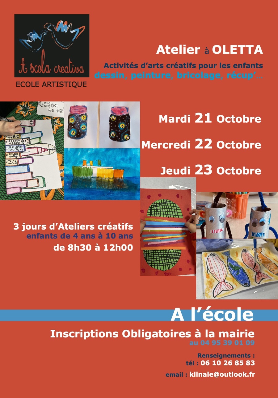Ateliers d'Arts Créatifs pour Enfants - Vacances de la Toussaint à Oletta