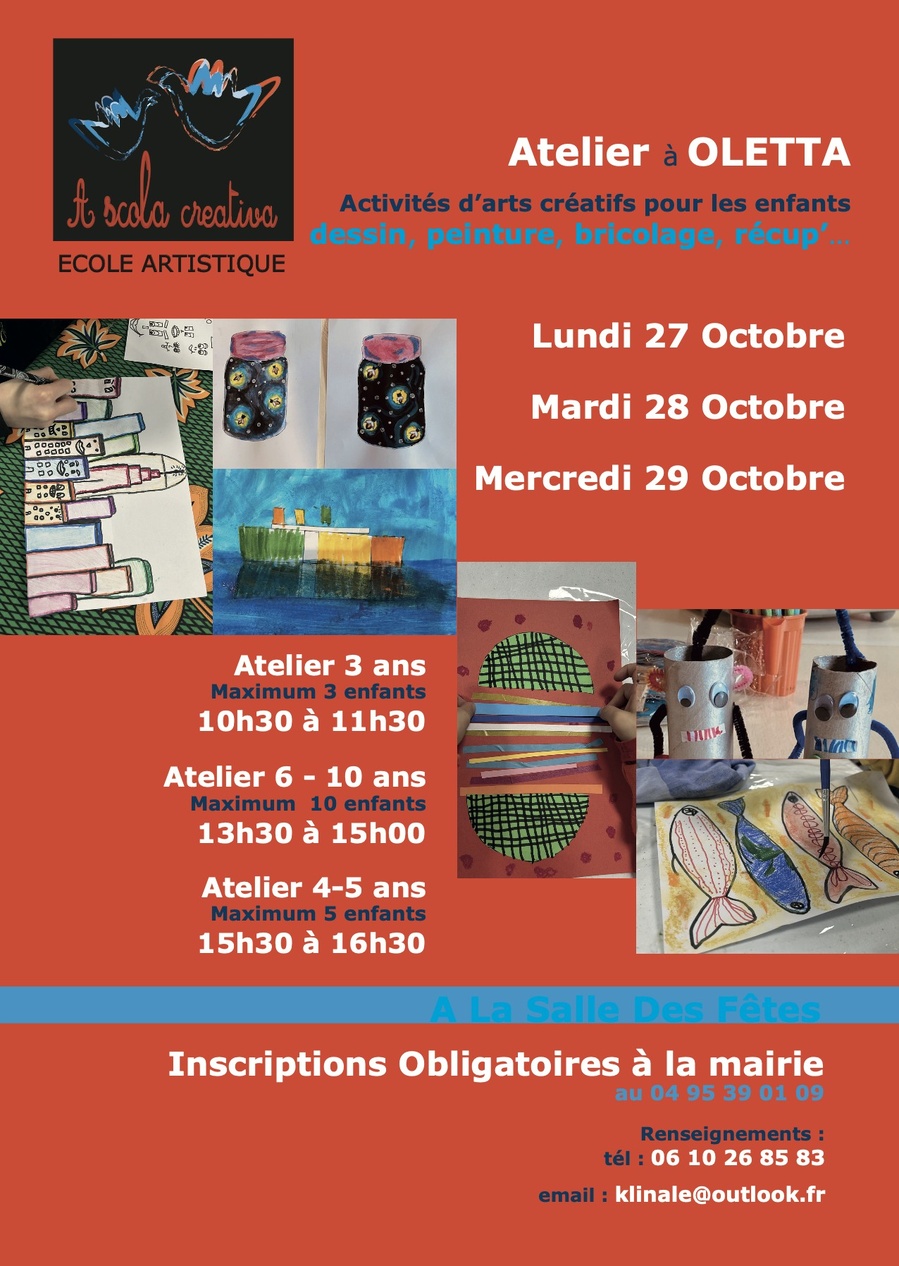 Ateliers d’Arts Créatifs pour enfants pendant les vacances de la Toussaint