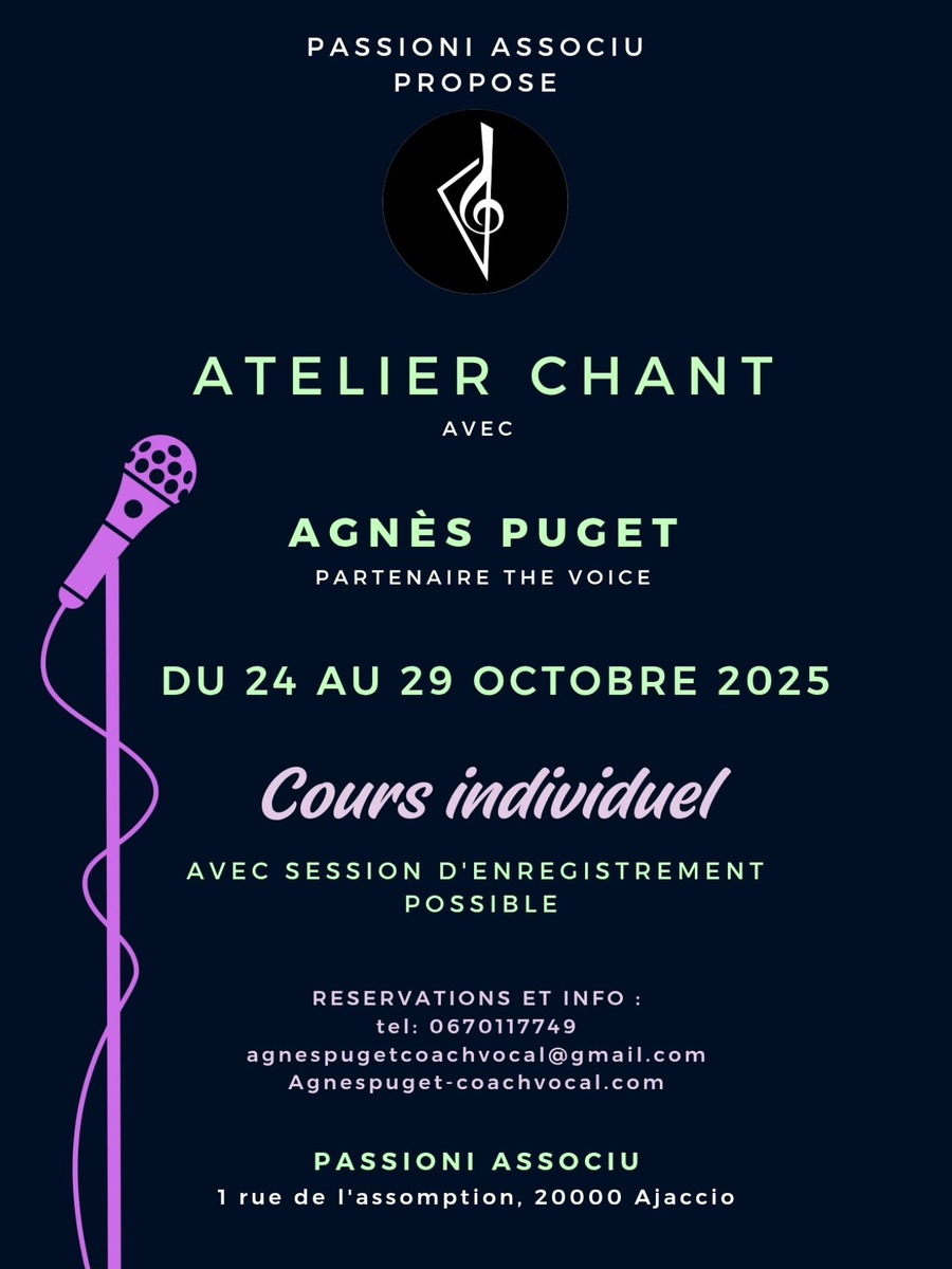 Atelier de chant avec Agnès Puget partenaire the Voice - Passioni Associu