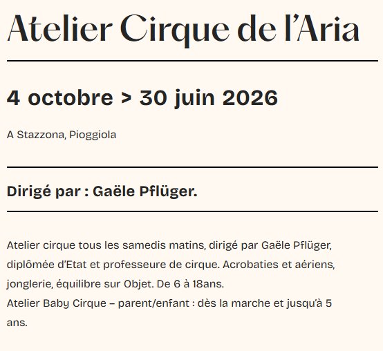 Atelier de Cirque avec Gaële Pflüger - L'Aria Corse