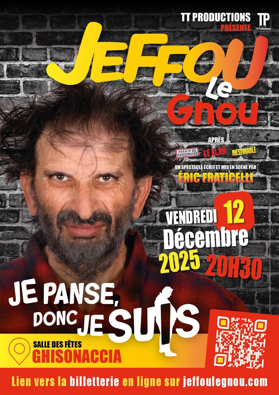 Spectacle d'Éric Fraticelli : “Je panse donc je suis” avec Jeffou le Gnou - Salle des fêtes