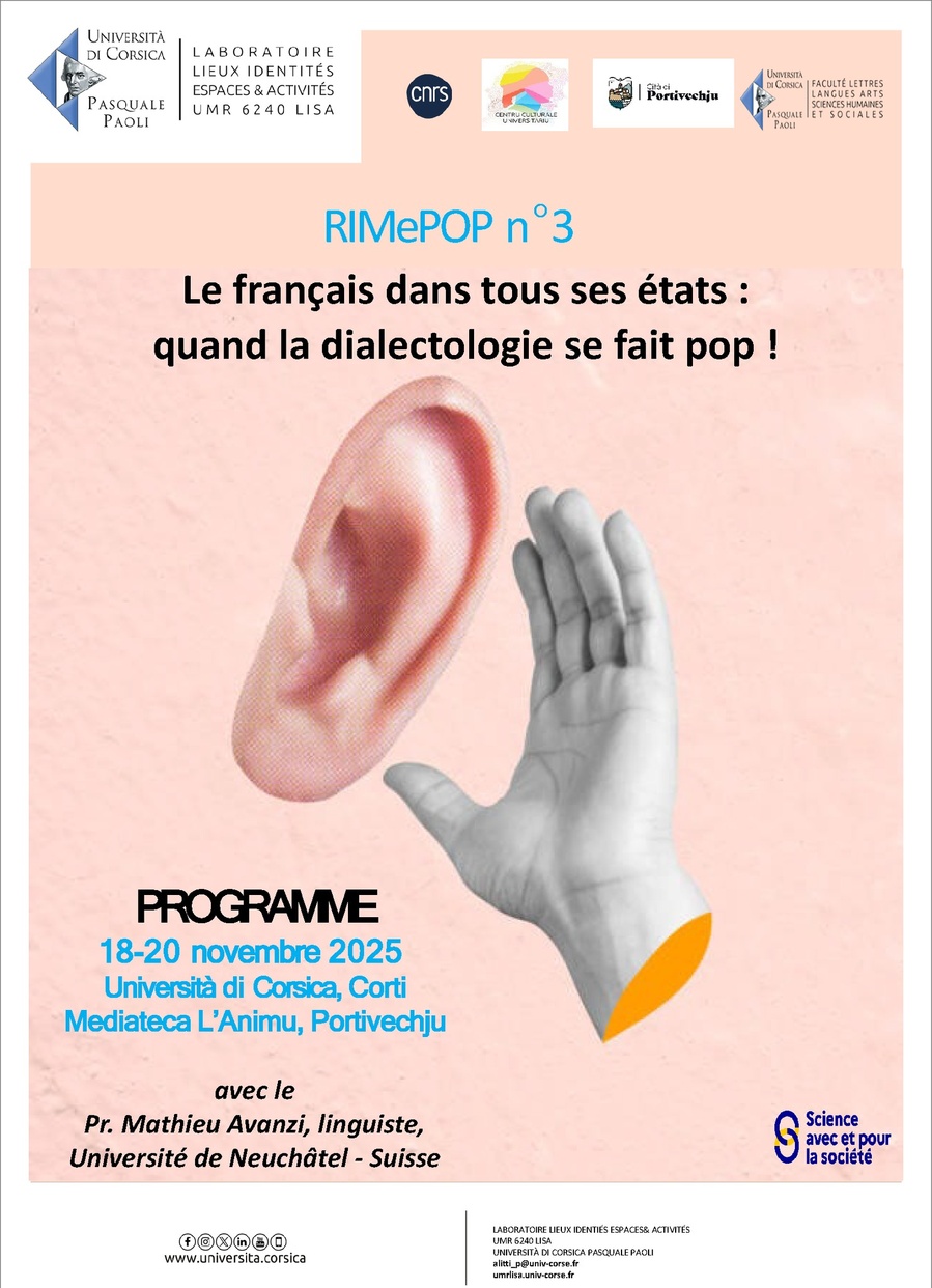 RIMePOP 3 : Le français dans tous ses états : quand la dialectologie se fait pop ! avec Mathieu Avanzi - UMR LISA, Corti / Mediateca L’Animu, Portivechju