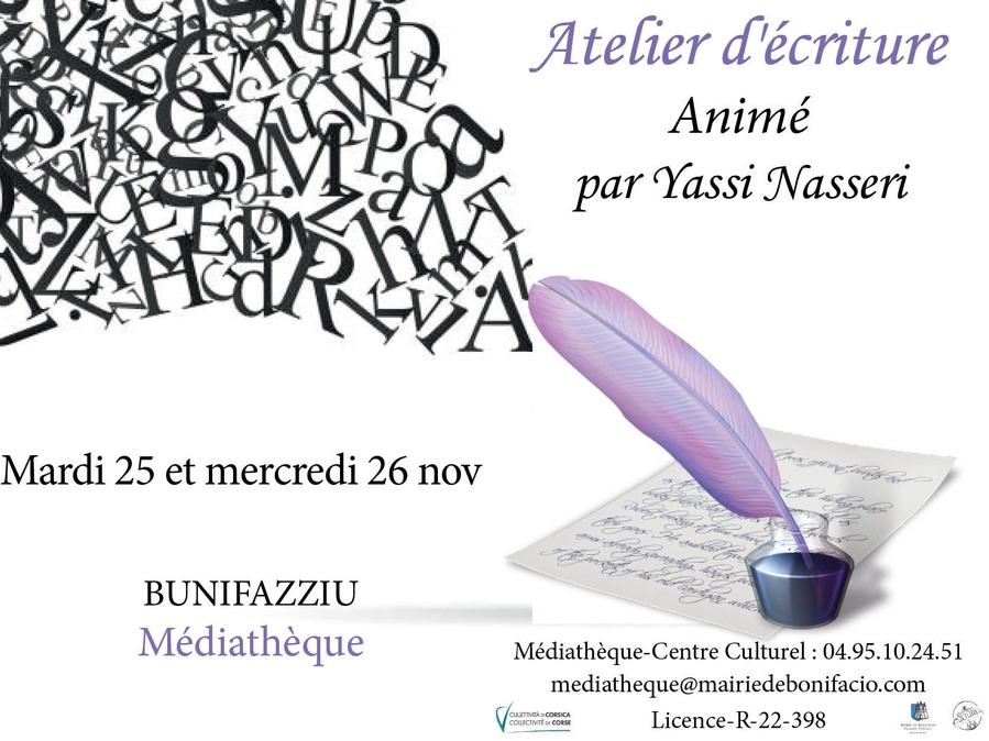 Atelier d'écriture animé par Yassi Nasseri - Médiathèque - Bunifaziu 