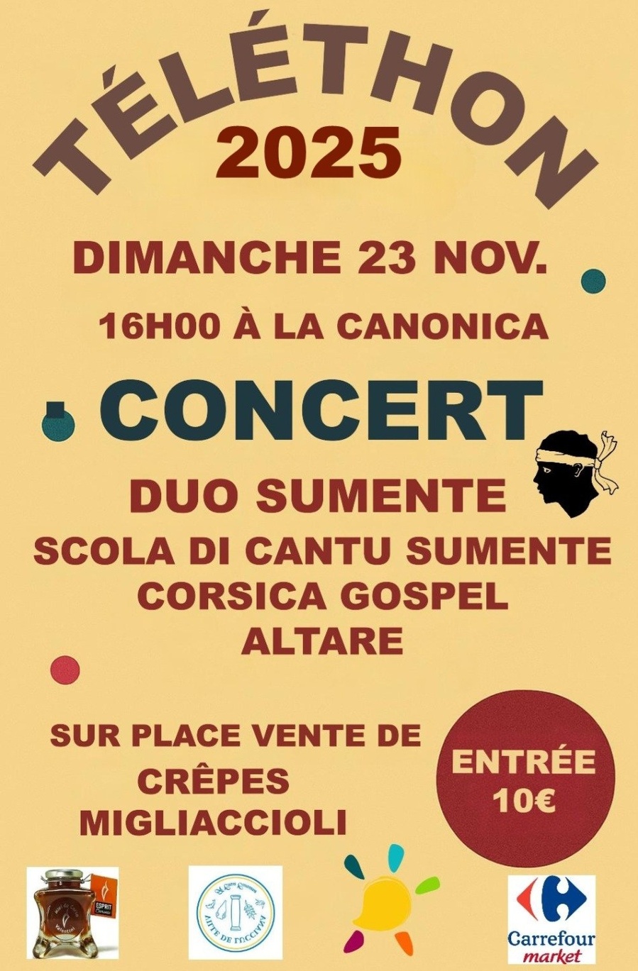 Concert caritatif au profit du Téléthon 2B avec le Duo Sumente, A Scola di cantu Sumente, Corsica Gospel et le groupe Altare