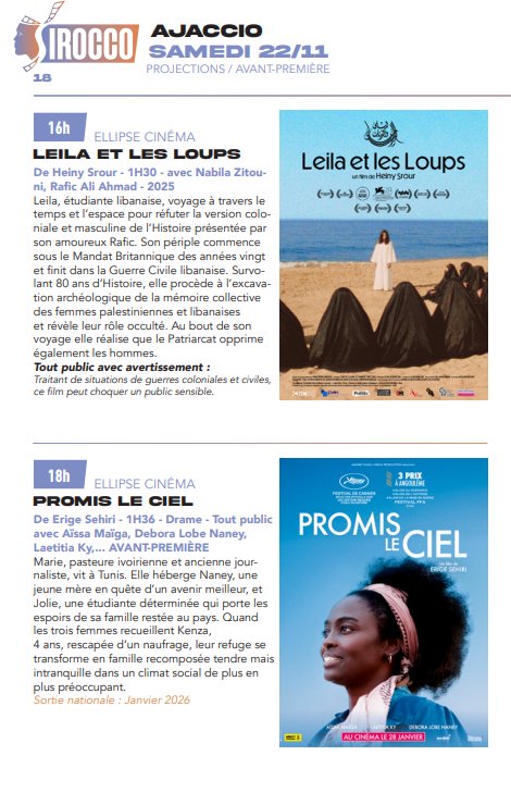 6e édition du Festival des cinémas arabes, Sirocco /Projections en avant première 