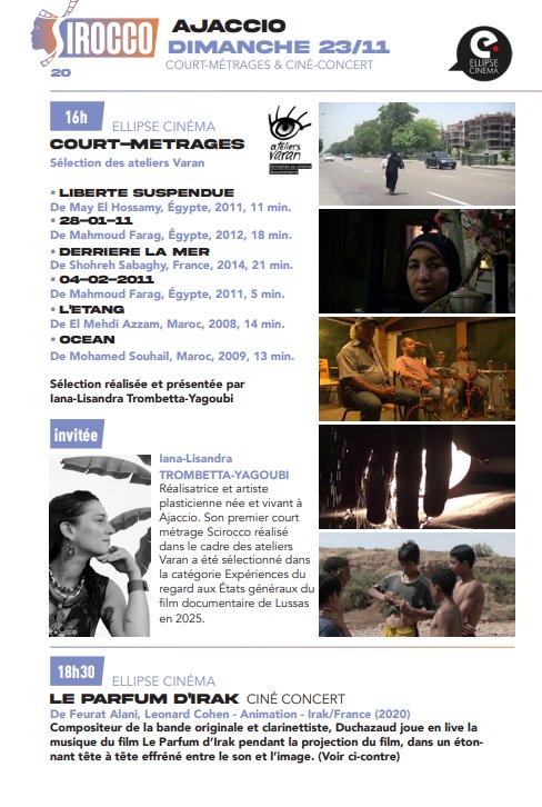 6e édition du Festival des cinémas arabes, Sirocco / Sélection de courts métrages réalisée et présentée par Iana-Lisandra Trombetta-Yagoubi, suivi du ciné concert 