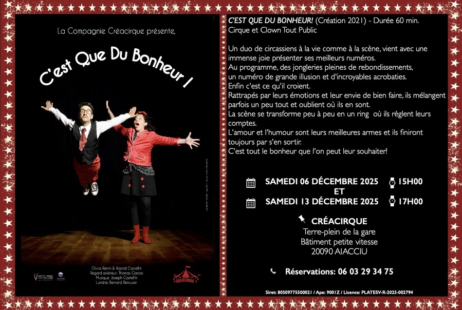 Spectacle : "C'est que du bonheur" par la Cie Créacirque à Ajaccio
