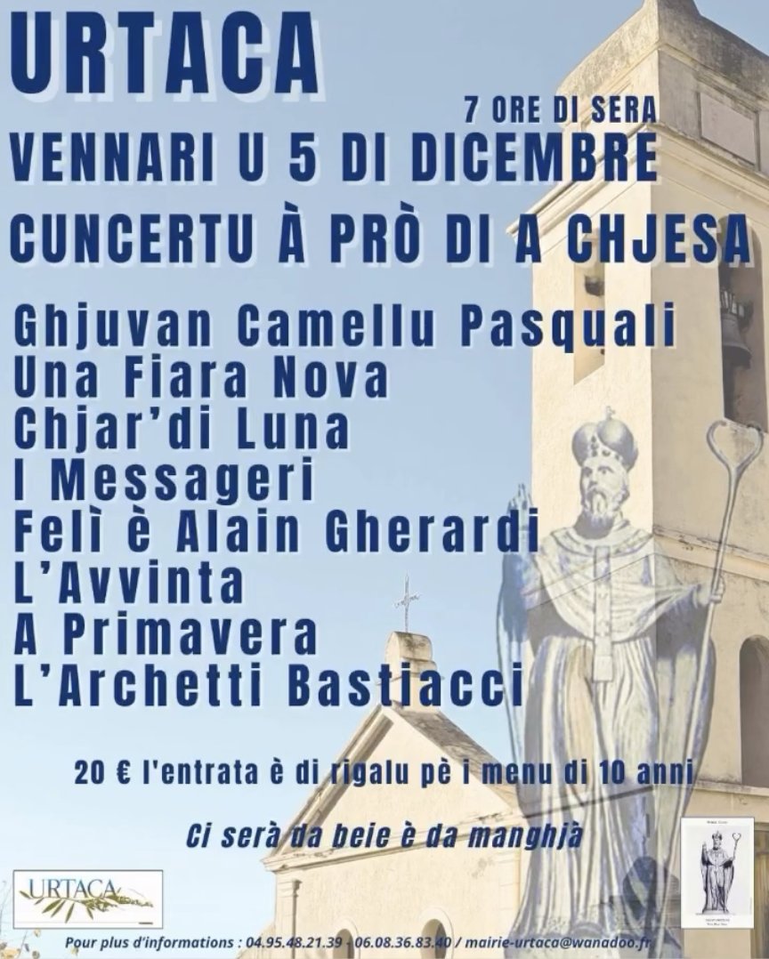 Concert à la chapelle avec : Ghjuvan Camellu Pasquali, Una Fiara Nova, Chiar di Luna et d'autres