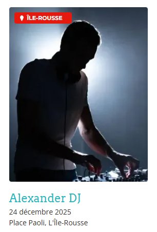 Concert d'Alexander DJ à la Place Paoli - Ambiance festive à L'Île-Rousse
