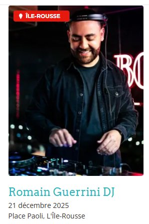 Concert de Romain Guerrini DJ - Place Paoli à L'Île-Rousse