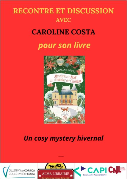 Dédicace de Caroline Costa pour 'Mysterieux Noël au domaine de Castillon' à la Librairie Alma