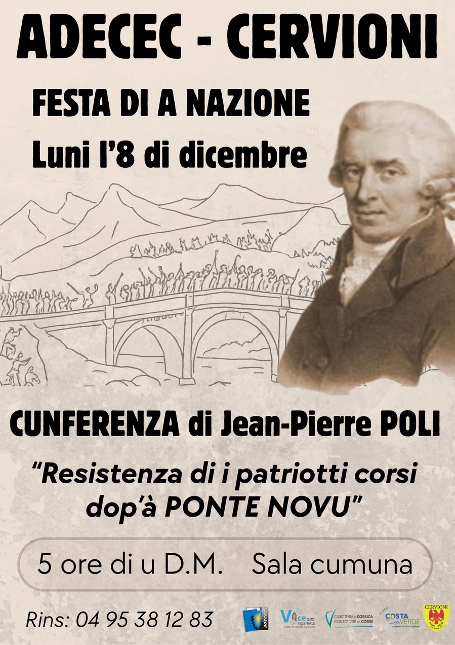 Conférence :  "Resistenza di i patriotti corsi dop'à Ponte Novu" avec Jean-Pierre Poli proposée par l'ADECEC Voce nustrale