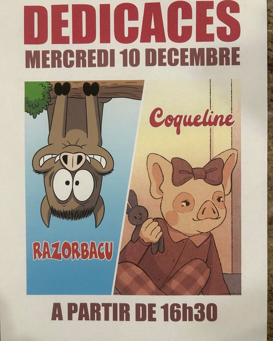 Rencontre et dédicace avec Sorlin "Razorbacu" et "Coqueline" - Librairie Valentini