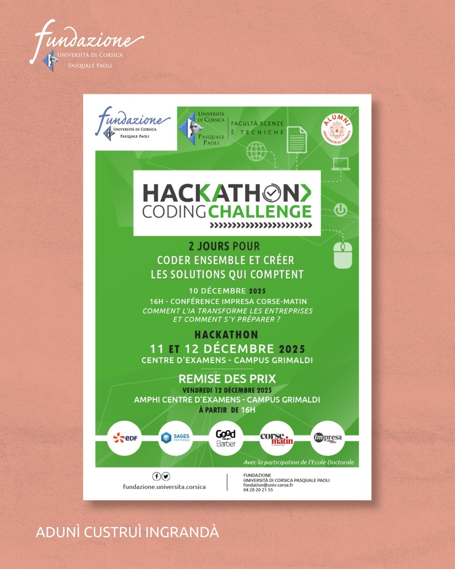 Conférence Impresa Corse-Matin "Comment l'IA transforme les entreprises et comment s'y préparer", dans le cadre de l'HACKATHON - Università di Corsica /Campus Grimaldi