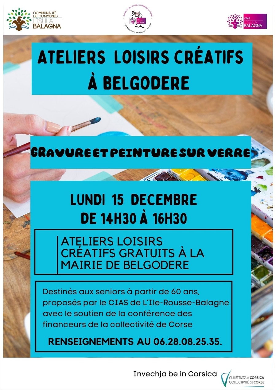 Atelier de loisirs créatifs (séniors) : Gravure et peinture sur verre