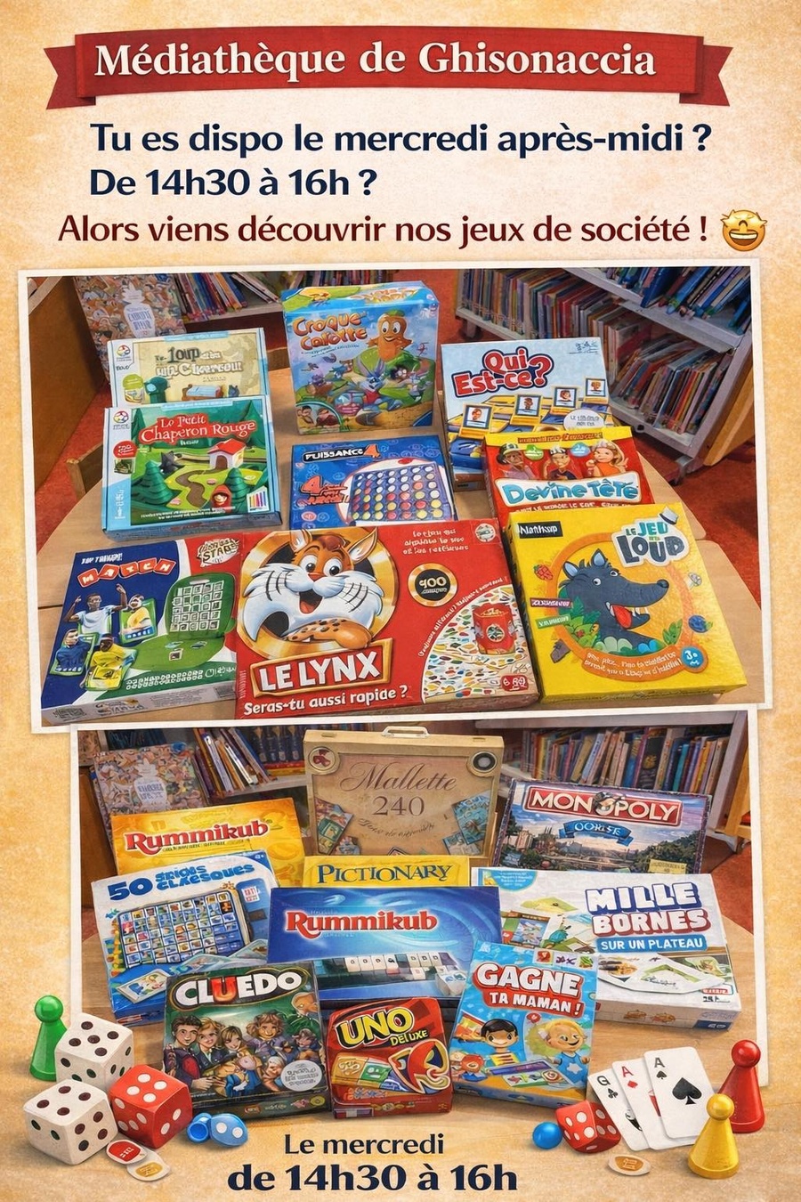 Atelier de jeux de société à la Médiathèque de Ghisonaccia