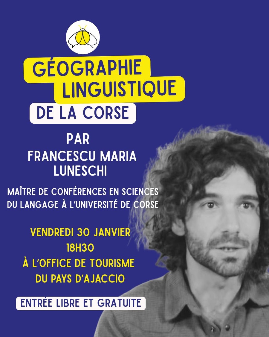 Conférence : "Géographie linguistique de la Corse" avec Francescu Maria Luneschi, proposée par L'Arcu di Sape
