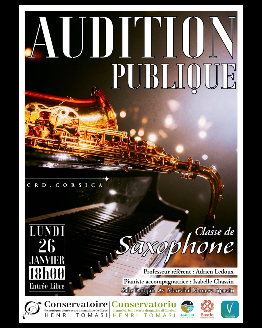 Audition publique de la classe de saxophone du Conservatoire Henri Tomasi - Salle Karajan