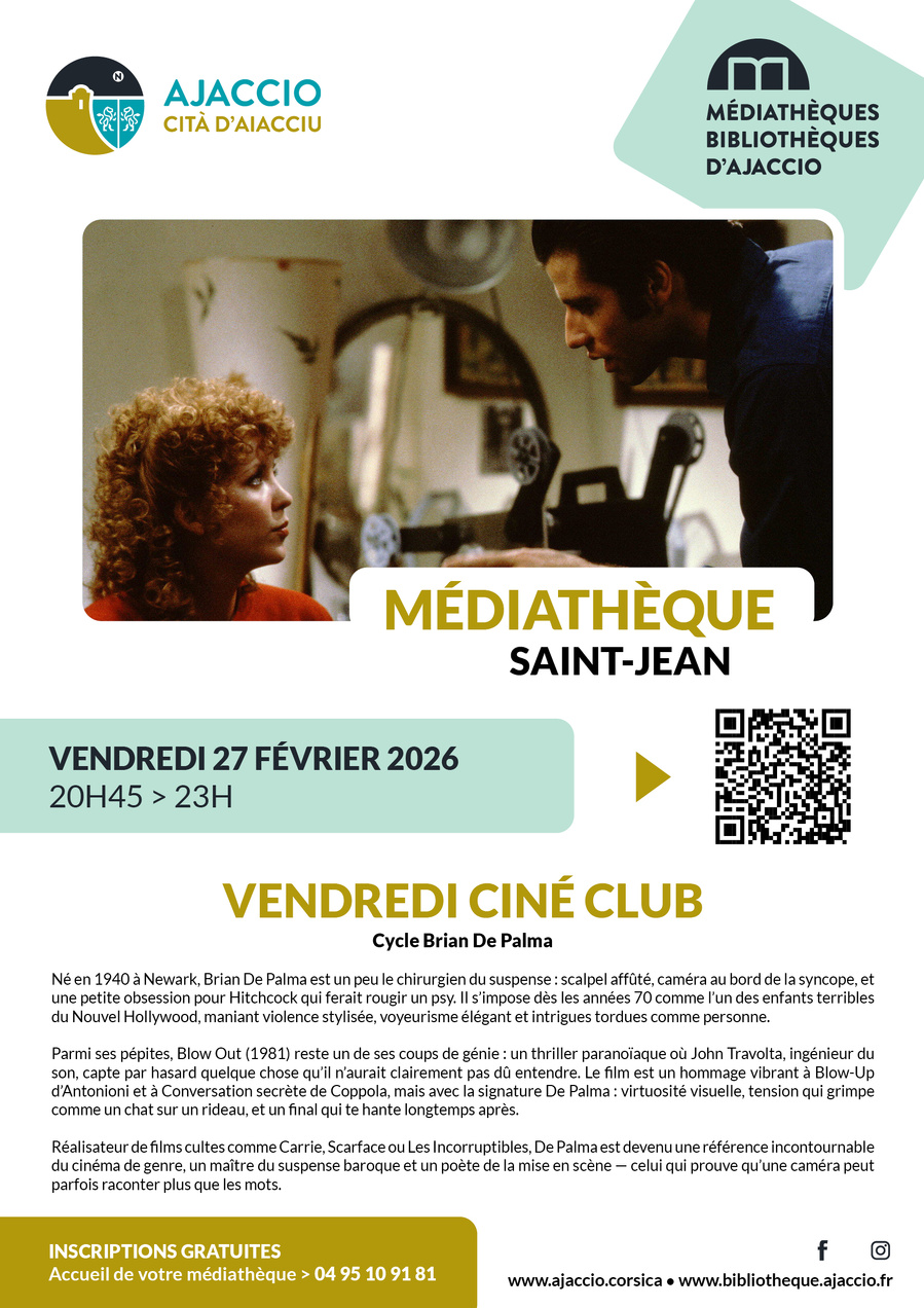 Vendredi Ciné Club (adultes) / Cycle Brian De Palma - Médiathèque Saint-Jean