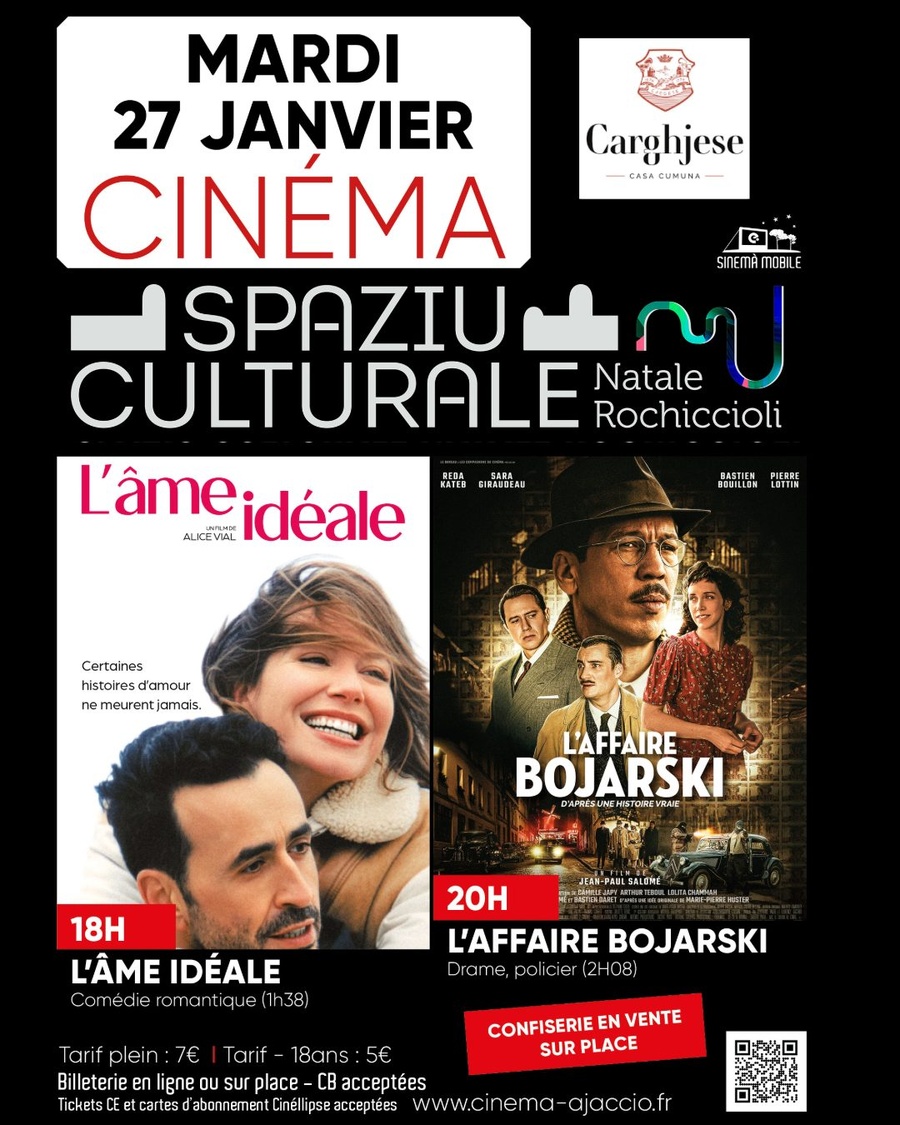 Projection des films : "L’âme idéale" d’Alice Vial et "L’affaire Bojarski" de Jean-Paul Salomé - Spaziu Culturale Natale Rochiccioli