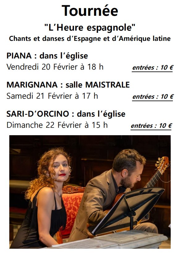 Concert : "L’Heure espagnole" Chants et danses d’Espagne et d’Amérique latine avec Maria Krasnikova, soprano et Bruno Allen, guitare - Eglise