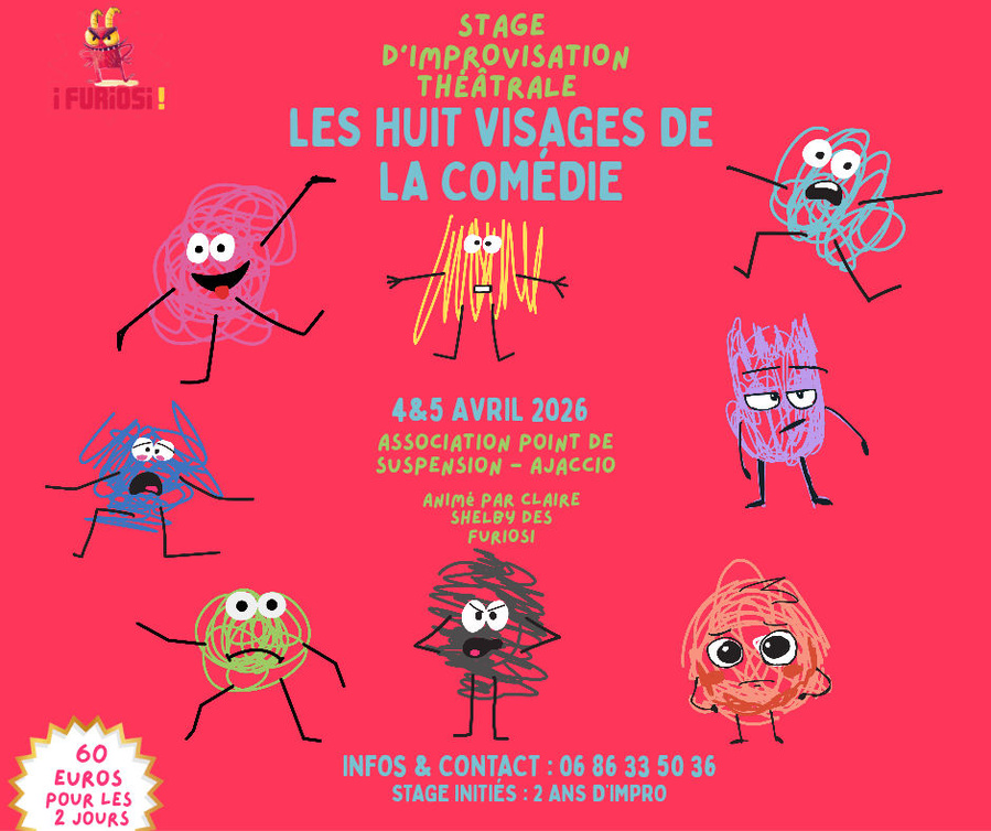 Stage d'improvisation théâtrale : Les 8 visages de la comédie avec Claire d'I Furiosi