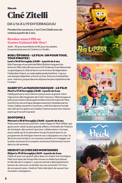 Ciné Zitelli : Séance "Zootopie 2"  - Centre Culturel Alb’Oru