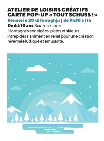 Atelier vacances : loisirs créatifs Carte Pop-up "Tout Shuss !" (6/10 ans) - Médiathèque Barberine Duriani