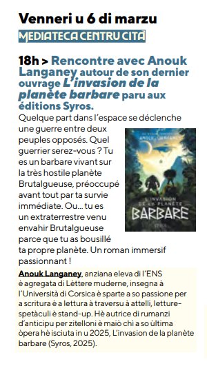 Festival Imaginà : Les rencontres bastiaises de l’imaginaire / Rencontre avec Anouk Langaney autour de son dernier ouvrage "L’invasion de la planète barbare" 