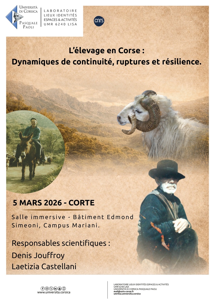 Journée d’étude : "L’élevage en Corse : Dynamiques de continuité, ruptures et résilience" - Università di Corsica, Salle immersive de l'UMR LISA