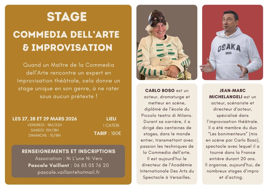 Stage de Commedia dell'Arte et Improvisation avec Carlo Boso et Jean-Marc Michelangeli