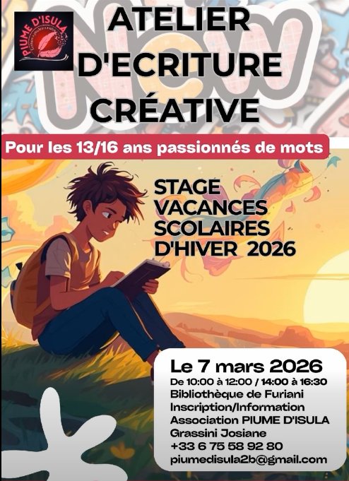 Ateliers d'écriture créative pour les 13/16 ans proposé par Piume d'Isula - Bibliothèque