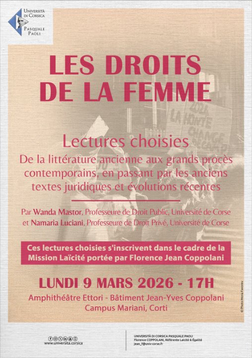 Lectures choisies "Les droits de la femme"- Campus Mariani Amphi Ribellu