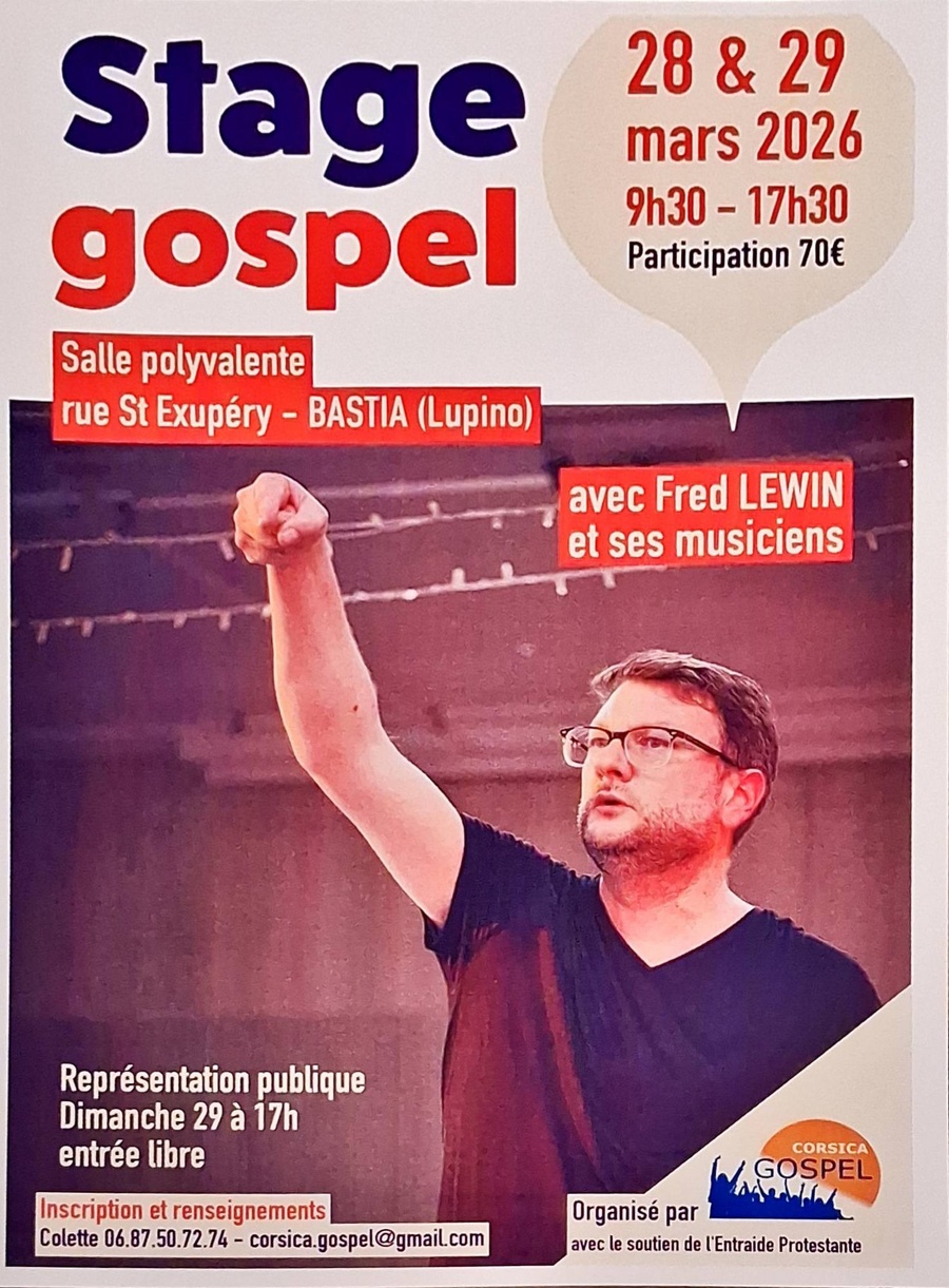 Stage de gospel avec Fred Lewin et ses musiciens - Restitution publique à Bastia