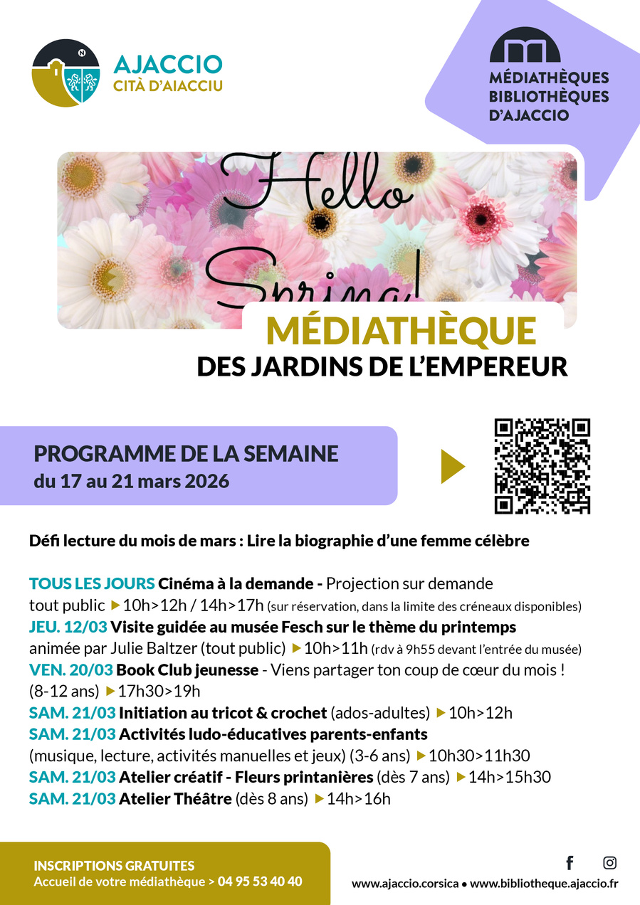 Activités ludo-éducatives pour parents et enfants : musique, lecture, jeux - Médiathèque d'Ajaccio