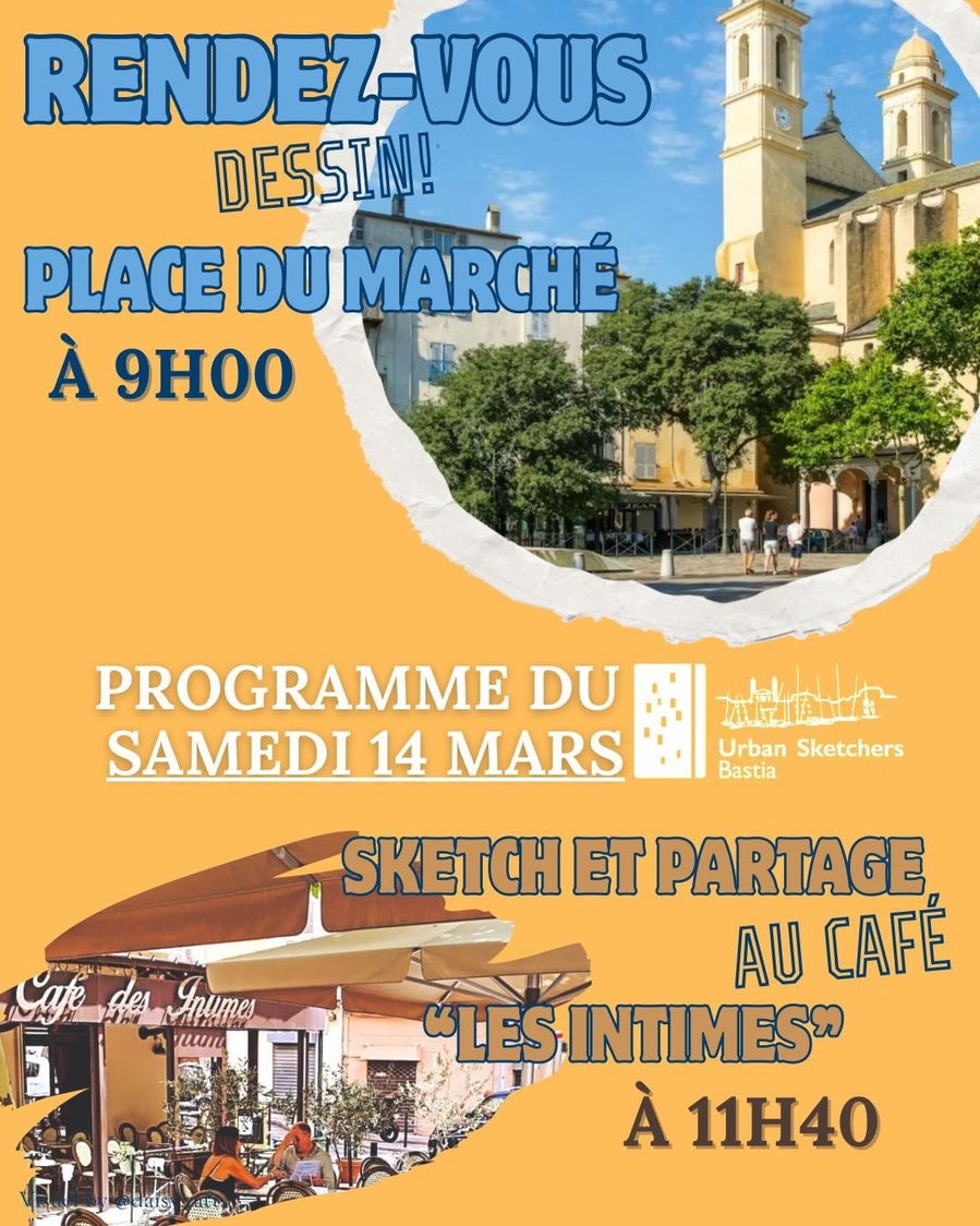 Rendez-vous de dessin avec Urban Sketchers Bastia - Place du Marché à Bastia