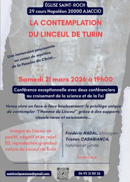 Conférence sur le Linceul de Turin par 2 spécialistes, Frédéric Nadal (chirurgien) et Tristan Casabianca (historien et juriste) - Église Saint-Roch