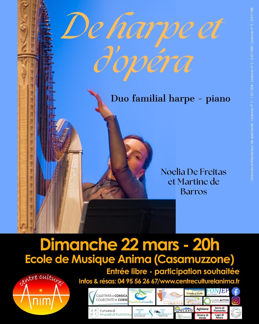 Soirée scène ouverte et concert " De Harpe et d'Opéra" avec  Noelia de Freitas et Martine de Barros - Salle Timo Pieri