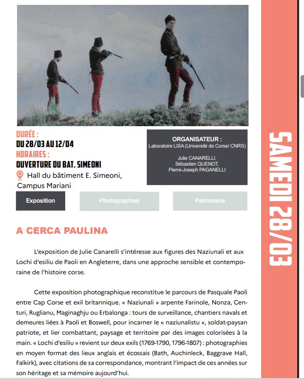 JACES 2026 : Exposition "A Cerca Paolina" de Julie Canarelli - Hall du bâtiment E. Simeoni, Campus Mariani