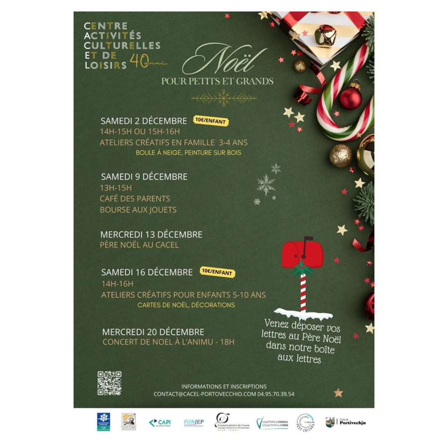 Ateliers créatifs pour enfants 5-10 ans (Cartes de noël, décorations) - CACEL - Portivechju 