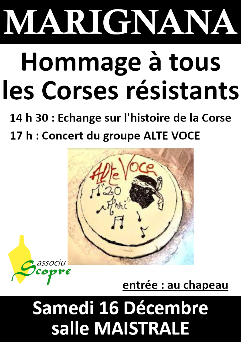 Hommage à tous les Corses résistants - Salle Maistrale - Marignana
