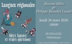 Conférence : "Langues régionales, idées fausses et vraies questions" animée par Philippe Blanchet Lunati, Professeur de socio-linguiste à l’Université de Rennes et Rozenn Milin, historienne, journaliste et sociologue - Médiathèque - Bunifaziu 